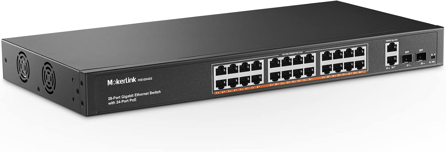 MokerLink 24 Port Gigabit PoE Switch for High-Speed Networking