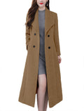 Women's Chic Shawl Collar Long Wool Pea Coat - Double Breasted Maxi