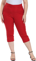 HDE Plus Size Pull On Capris for Women - Flattering Tummy Control hip
