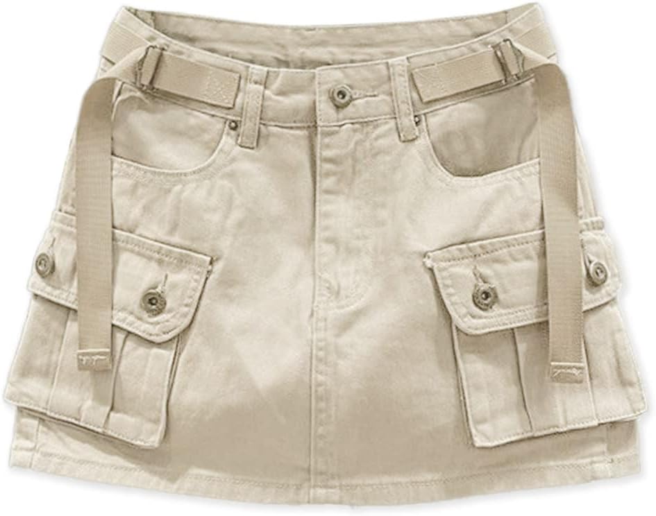 Kinghua Womens Mini Cargo Skirt: Trendy Y2K Denim Style