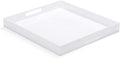 White Modern Acrylic Ottoman Tray with Cutout Handles 20x20 in
