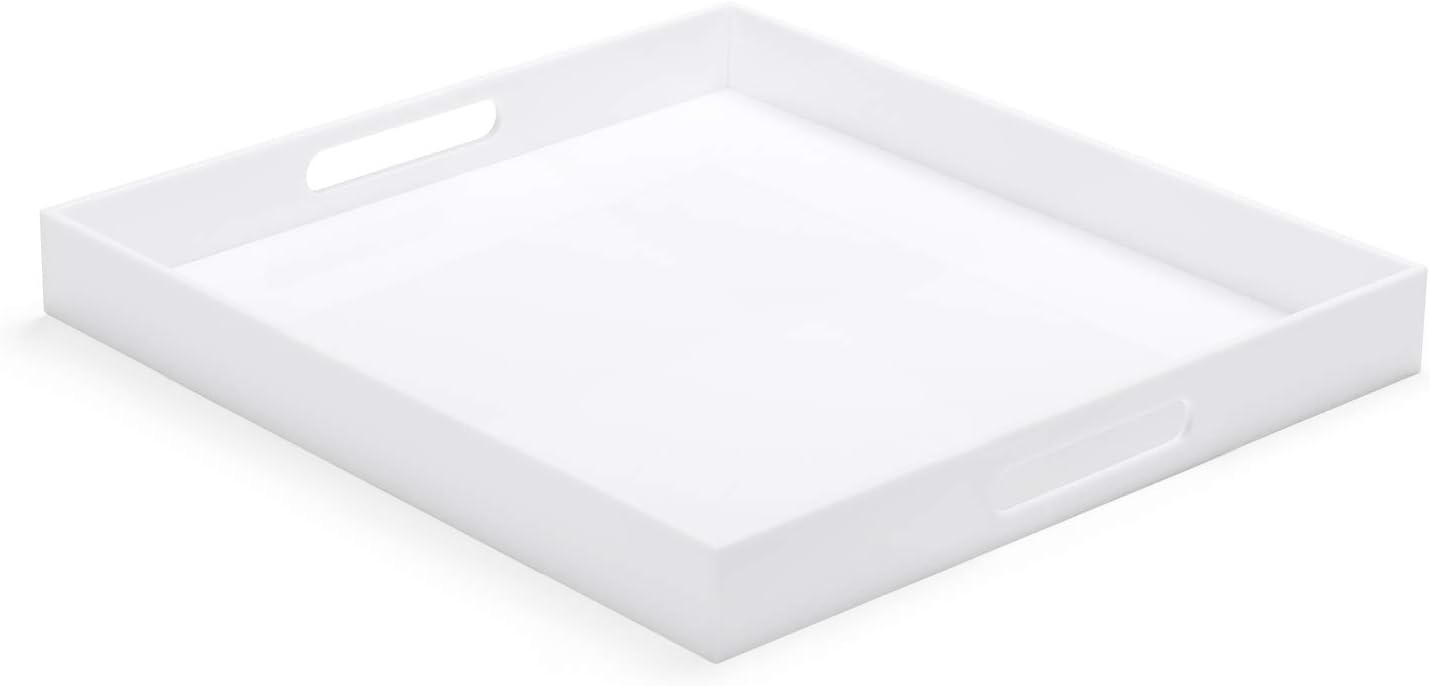 Modern Acrylic Ottoman Tray with Cutout Handles for Home Use