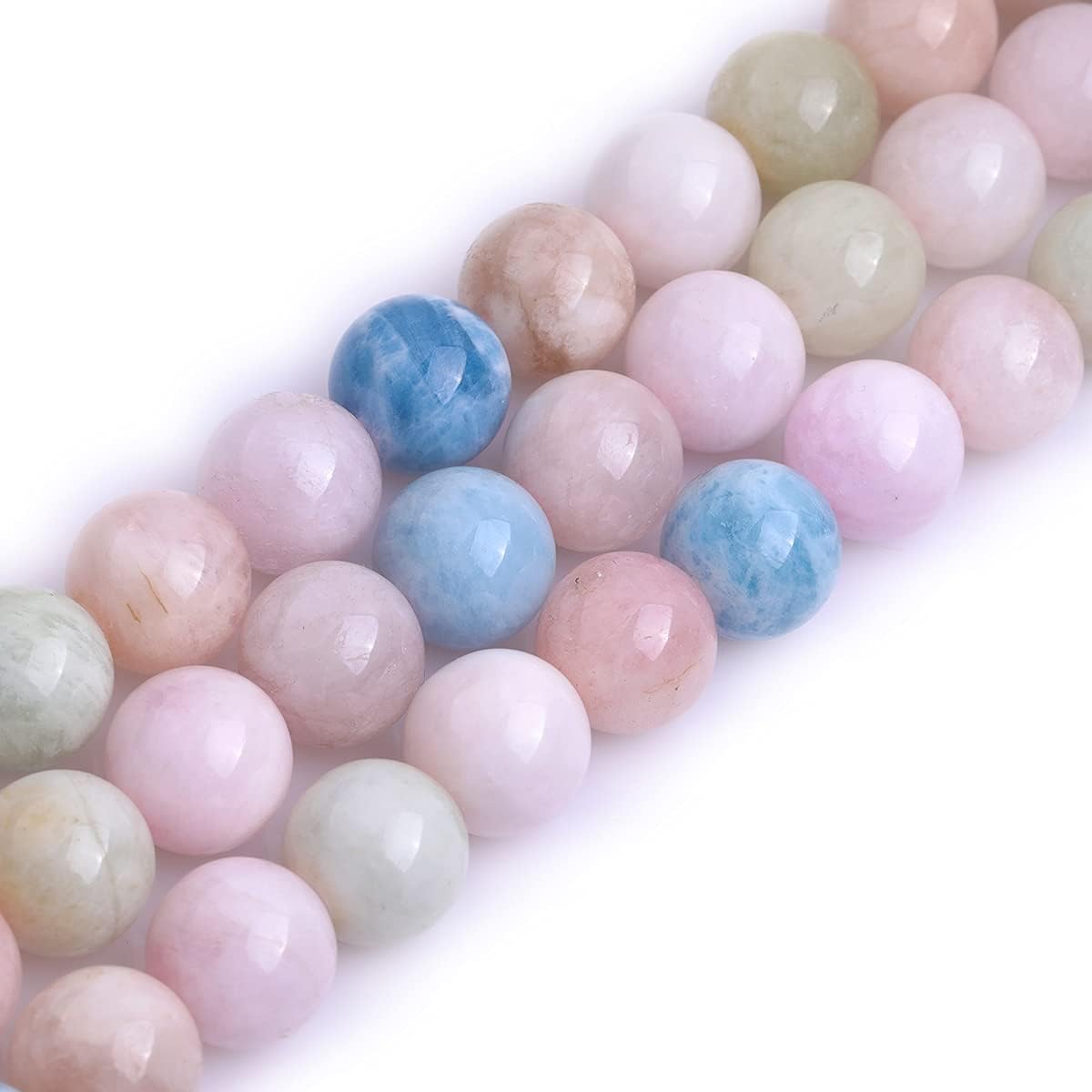 Natural 14mm Smooth Surface Round Multicolor Morganite Beads