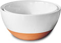 Large Ceramic Mixing Bowls Set of 2 - 2.5 & 1.6 Qt White