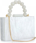Acrylic Evening Clutch Bag Marbling Pearl Chain - Elegant Party Clutch