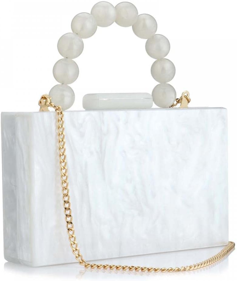 Acrylic Purses Evening Clutch Bag with Pearl Chain for Women