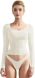 SUUKSESS Women Double Lined Fitted Scoop Neck Long Sleeve (Style NX83)