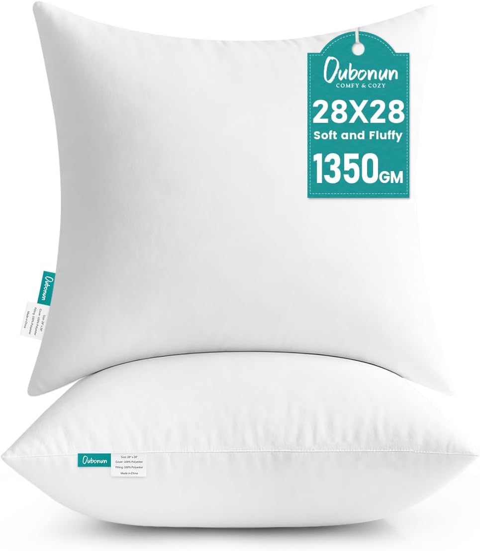 28 x 28 Throw Pillow Inserts - Soft Plush Decorative Cushions