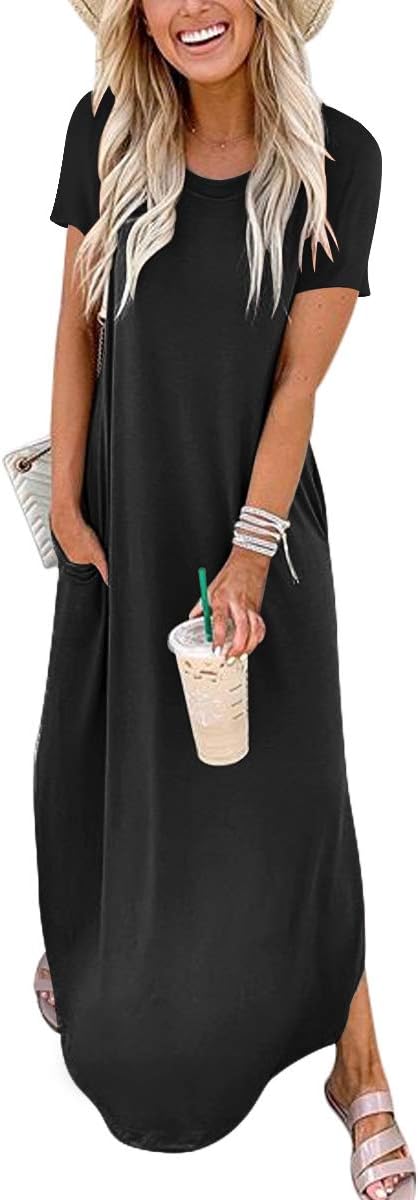 Womens Summer Maxi Dress Casual Loose Long T Shirt Sundress