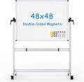 Double-Sided Mobile Whiteboard 48 x 48 in - Rolling Magnetic Board