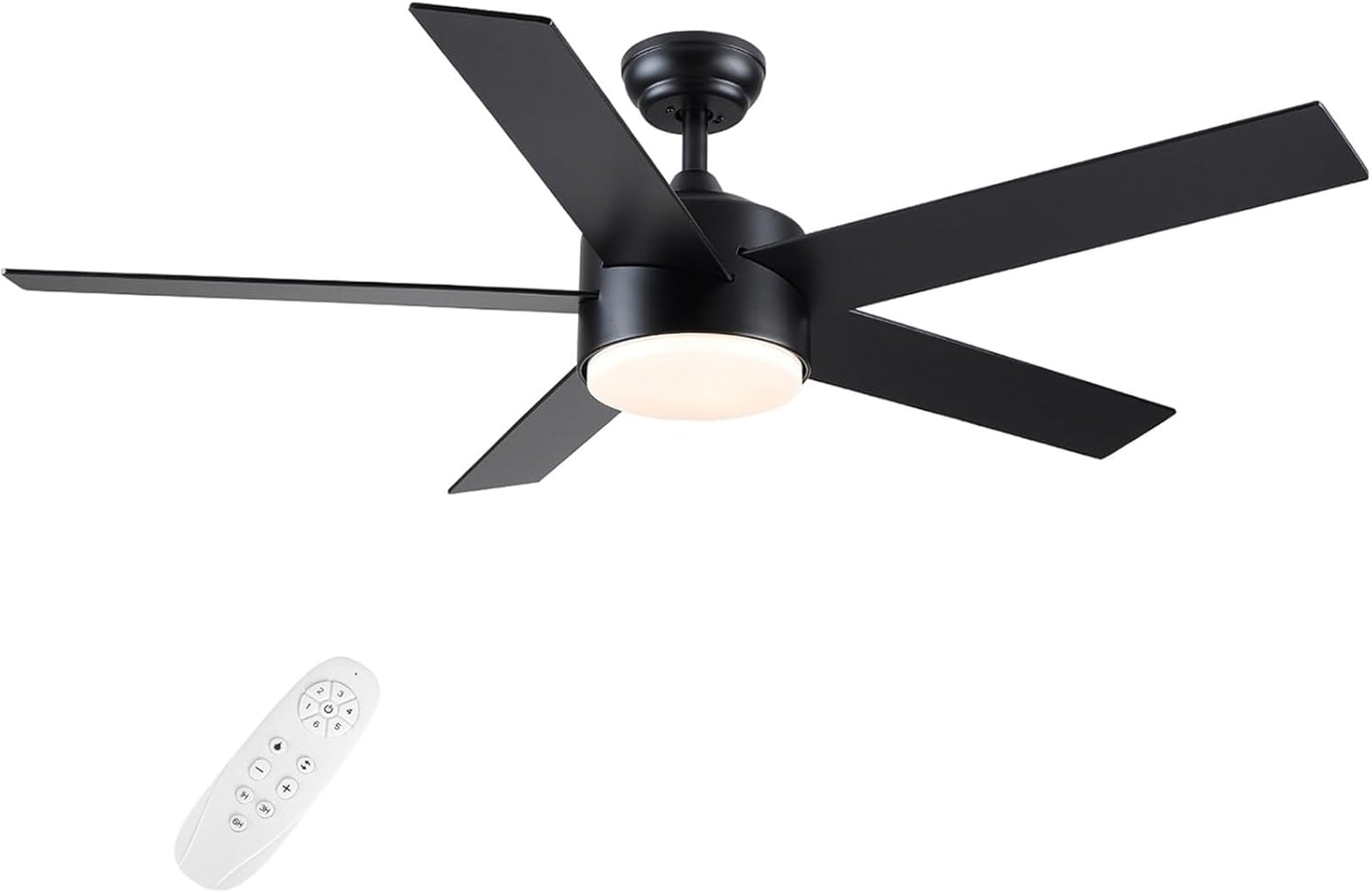 52in Black Ceiling Fan with Lights by POCHFAN for Home
