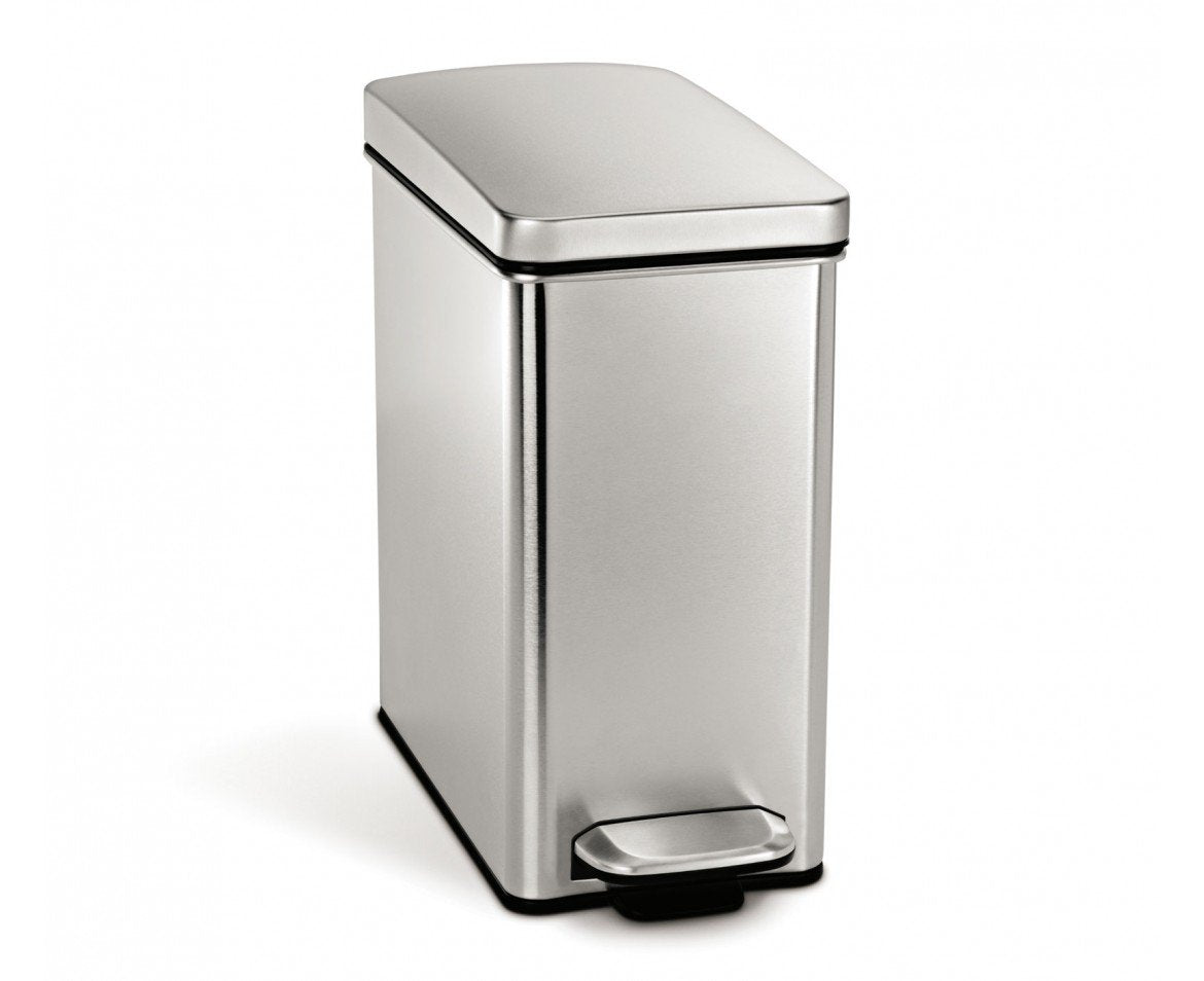 simplehuman 10 Liter Stainless Steel Slim Profile Trash Can