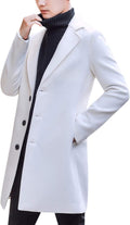 Men's Wool Blend Pea Coat Notched Collar Single Breasted Overcoat mens
