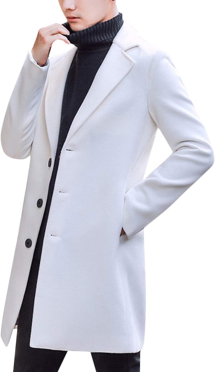 Springrain Men's Wool Blend Pea Coat for Stylish Winter Wear
