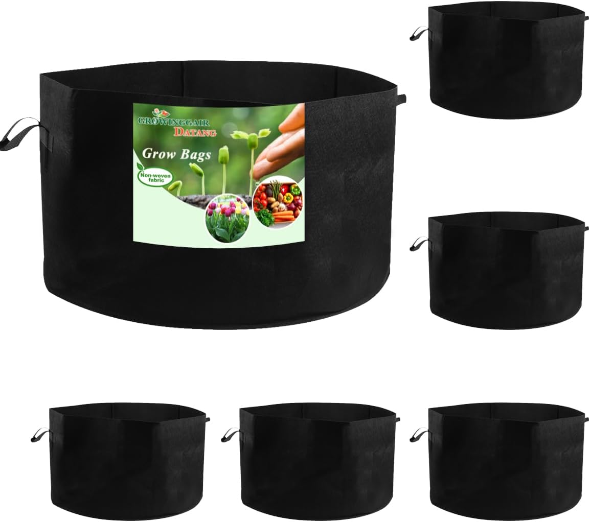 6-Pack 45 Gallon Large Non-Woven Grow Bags for Gardening