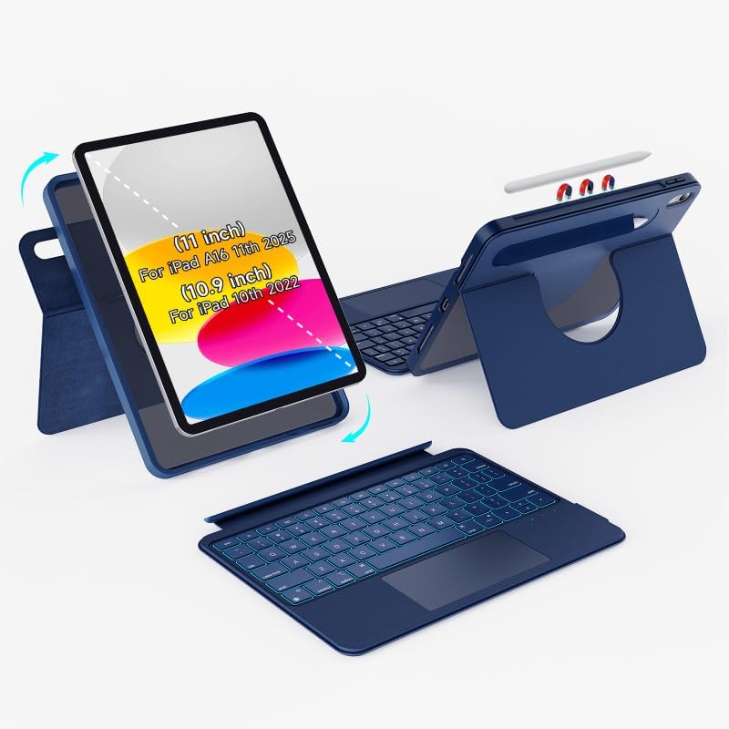 Rotatable Detachable Magnetic Keyboard Case for iPad A16 11th Gen