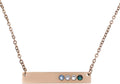 Skinny Horizontal Rose Gold Bar Necklace with Birthstones - Gift