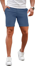 Mens Slim Fit Chino Shorts 7ft Inseam - Stretch Skinny Tapered