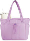 Wandering Nature Puffer Tote Bag with Cup Holder & Laptop Compartment