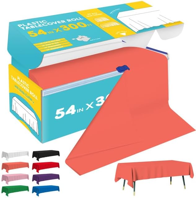 Orange Plastic Table Cover Roll for Easy Event Setup and Cleanup