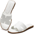 Black White Tan Womens Open Toe Flat Sandals - Comfortable Summer