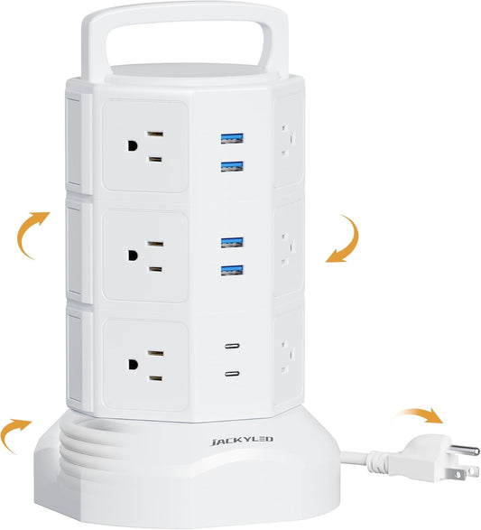 Power Strip Tower Surge Protector with 12 Outlets and USB Ports