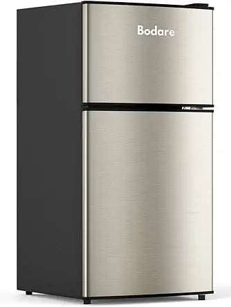 Bodare Mini Fridge with Freezer: Stylish 3.2 Cu.Ft Compact Design