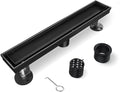 Shower Drain 18 in Black Linear Drain with Tile Insert - Fast Drainage