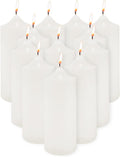 Super Z Outlet 3 x 9 Unscented Pillar Candles (12 Pack) - Long Burn