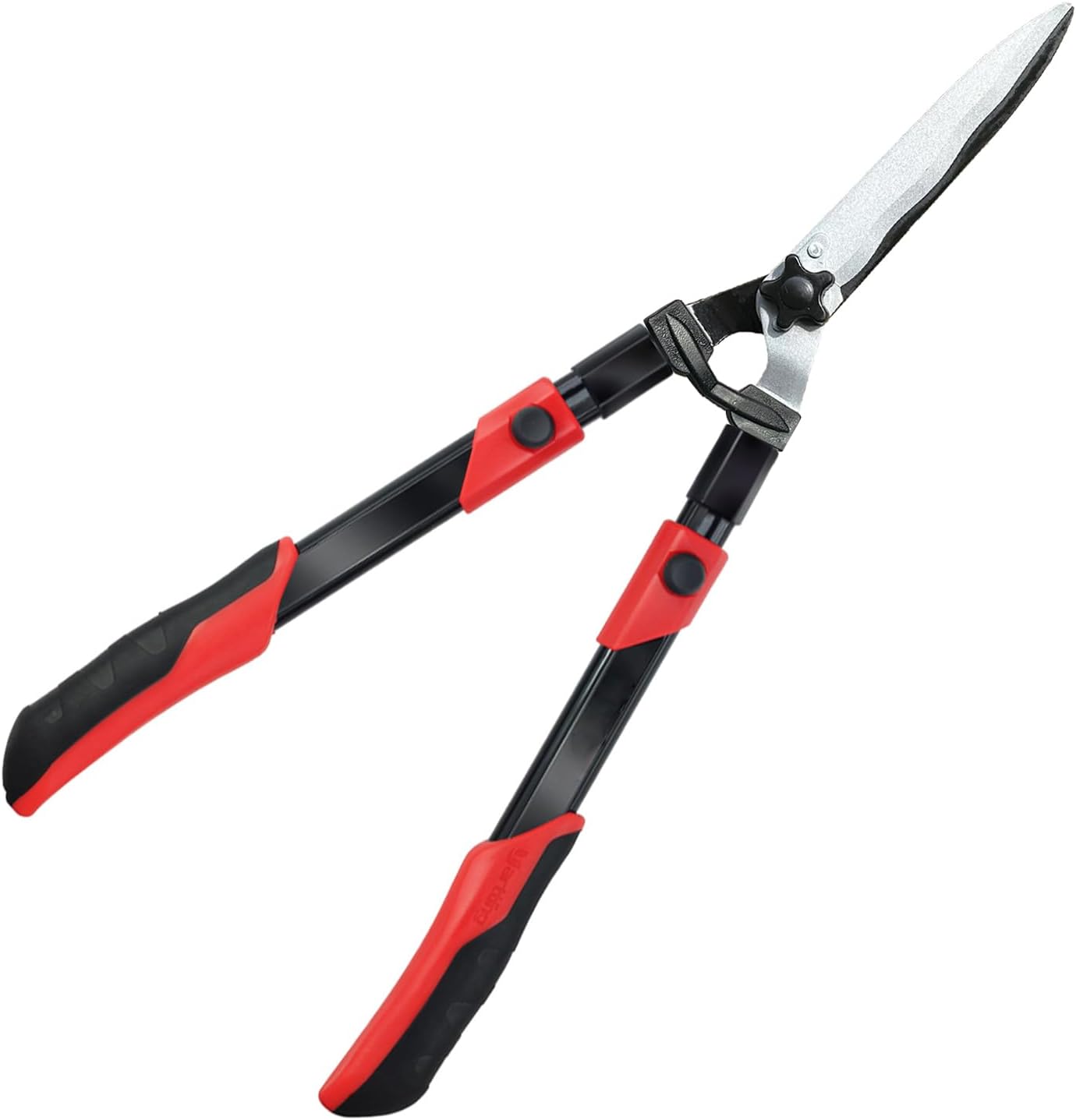 Extendable Hedge Shears with Sharp Wavy Blade for Pruning