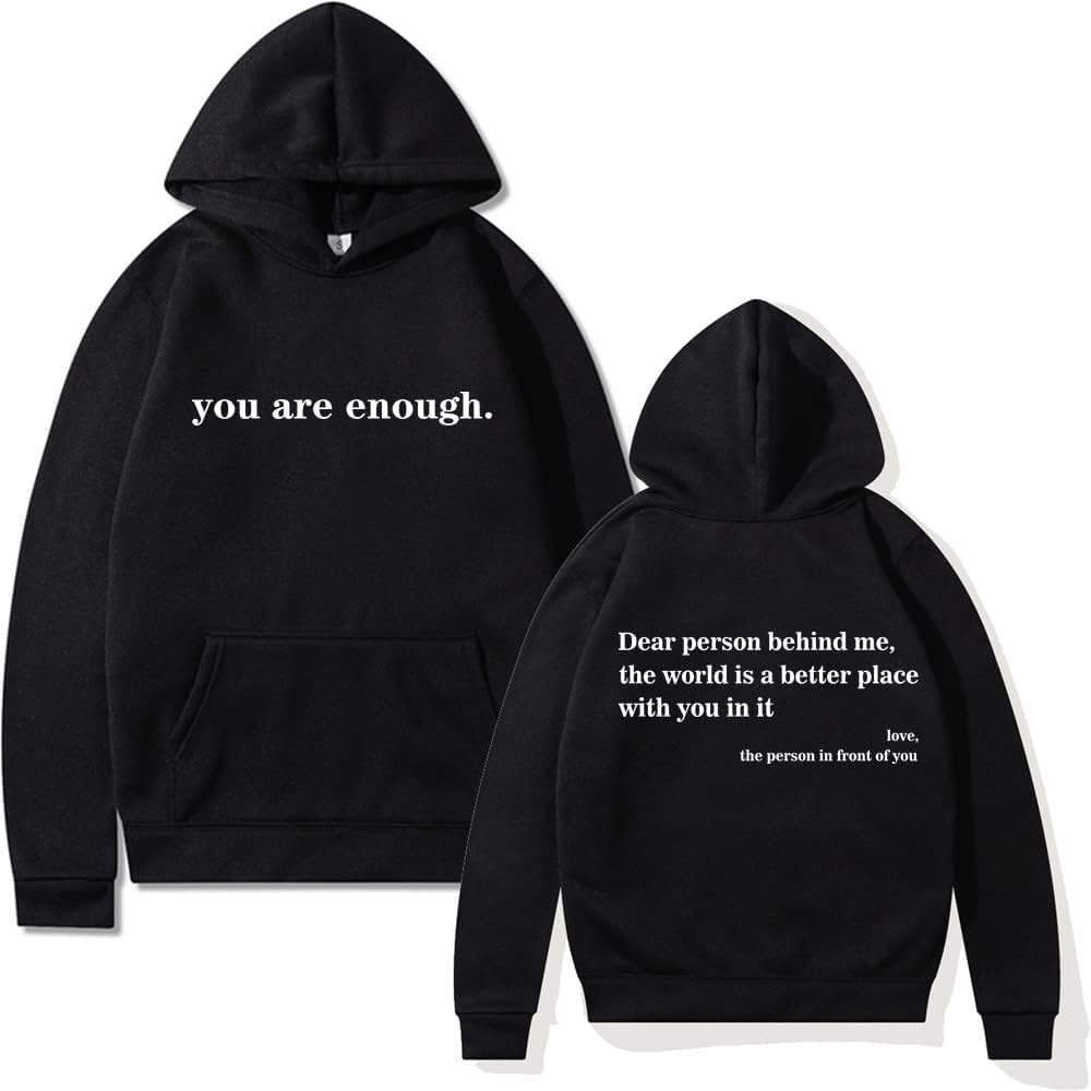 You Are Enough Black Hoodie XL