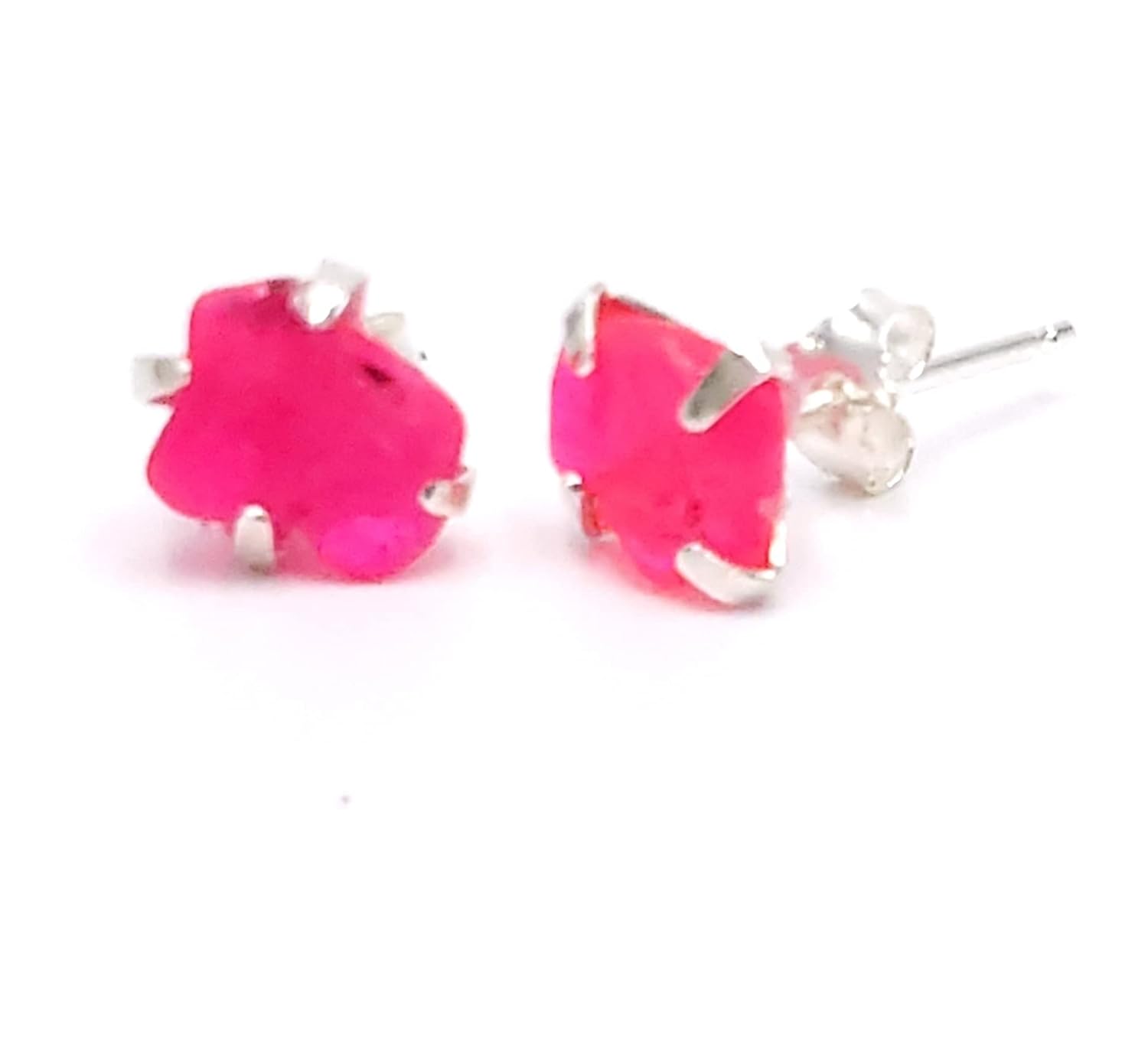 Raw Natural Gemstone Stud Earrings for Unique Birthstone Gifts