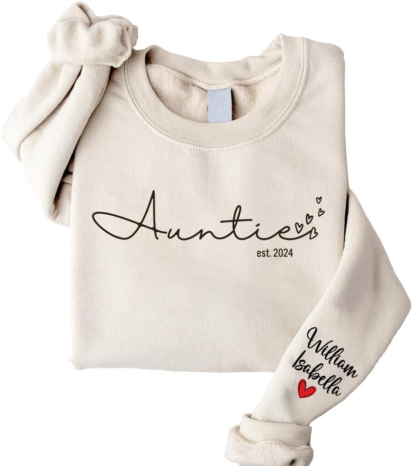 Custom Auntie Sweatshirt - Kids' Names - Personalized Gift - Cozy Love