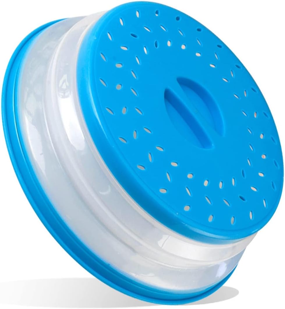 10.5 Collapsible Microwave Plate Cover by Polerce - Splatter Proof & Easy Grip