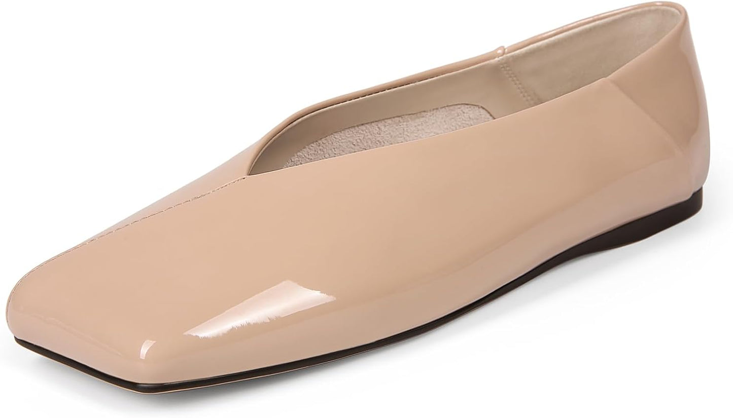 Womens Ballet Flats Square Toe Comfortable Dress Shoes for Women