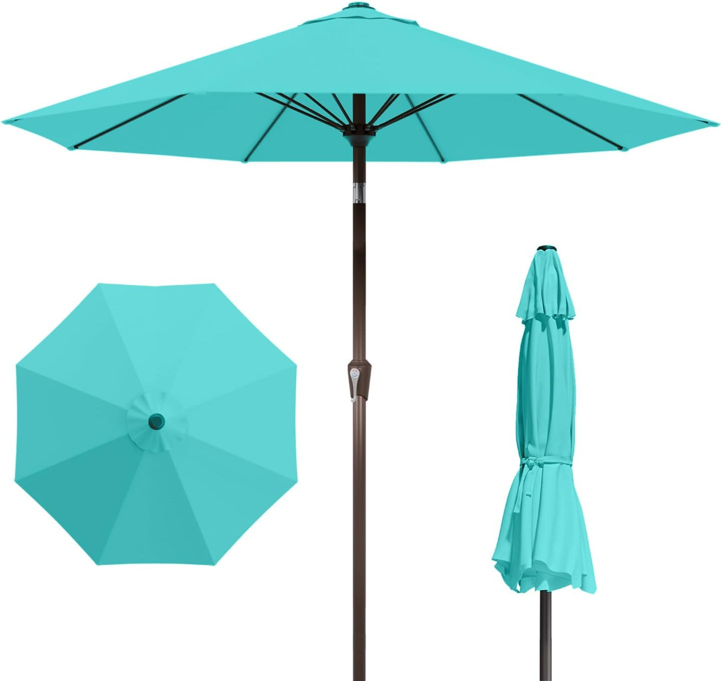 9FT Patio Umbrella with Fiberglass Ribs for Outdoor Use