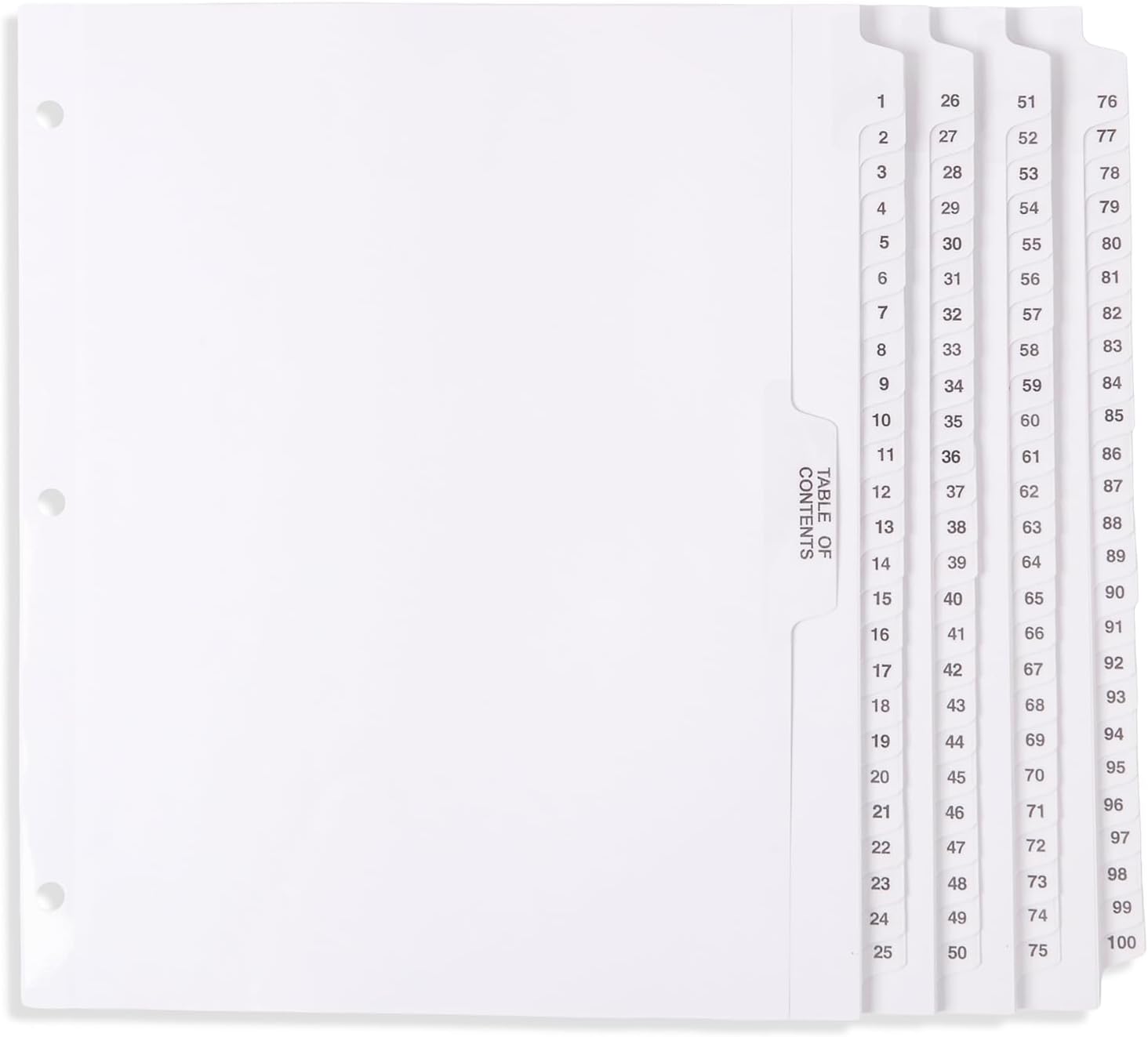 Comprehensive Numbered Dividers for 3 Ring Binder Organization