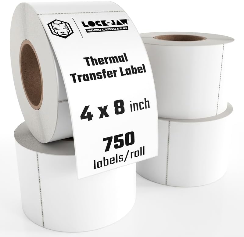 750 Shipping Labels/Roll 4x8, Perforated, 3 Core - 4 Pack, Lock-Jaw
