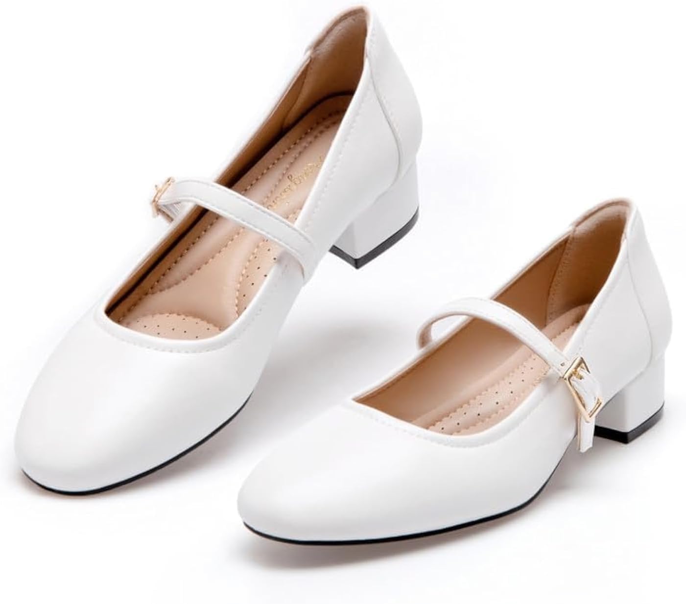 Mary Jane Shoes Low Heels Dress Pumps with Adjustable Strap