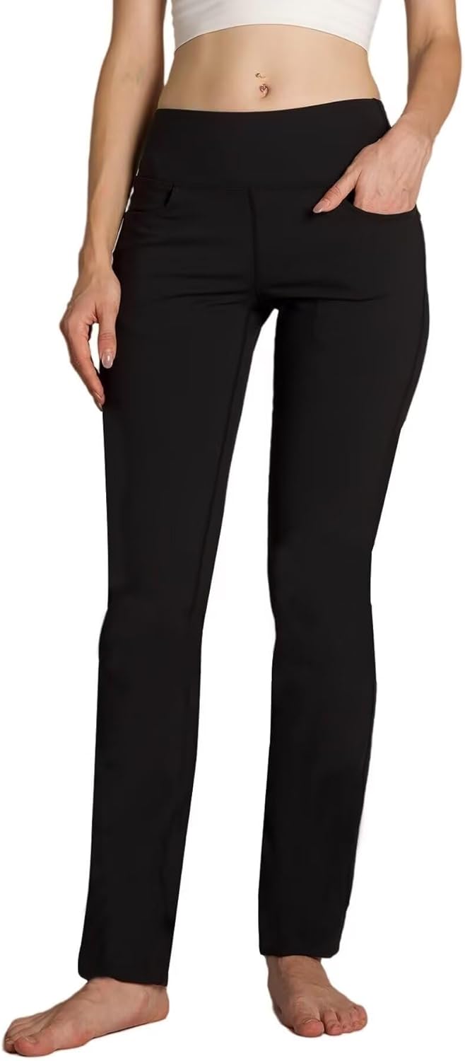 Safort Women's Tall Yoga Pants - Stretchy Straight Leg Slacks with Pockets