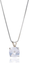 Cushion Cut Gemstone Necklace 8mm Solitaire Sapphire - Everyday