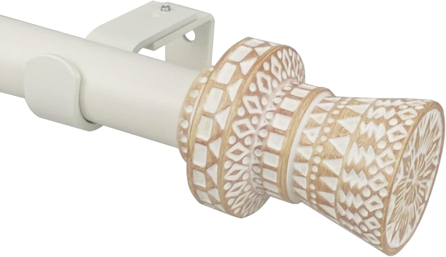 Adjustable Boho Curtain Rod Set, 36-72 inch, White - SKYPLUS LIVING