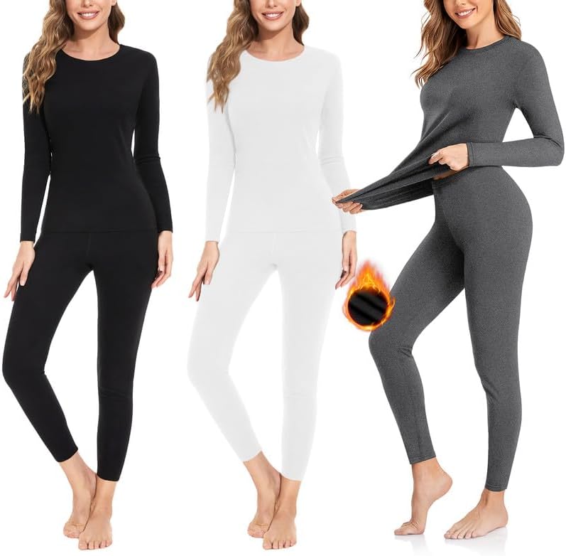 SIMIYA Thermal Underwear Set for Women Long Johns with Fleece