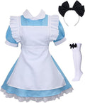 Colorful House Blue Maid Cosplay Dress Set - 4 Pcs
