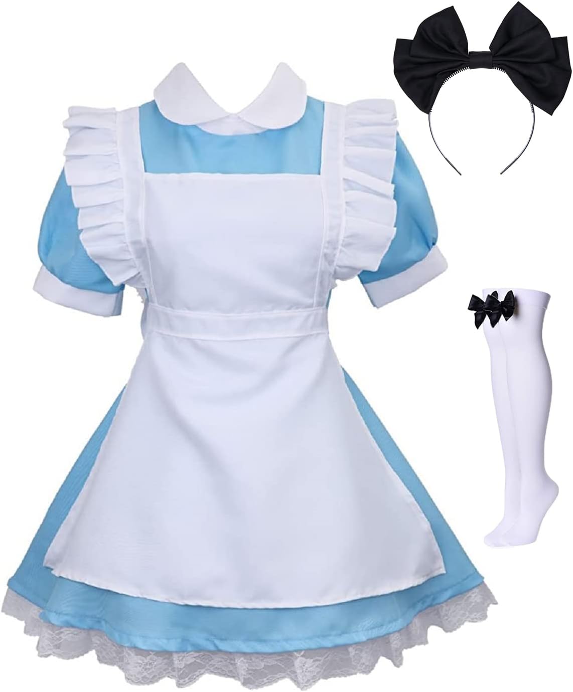 Colorful House Blue Maid Costume Set for Adult Anime Cosplay
