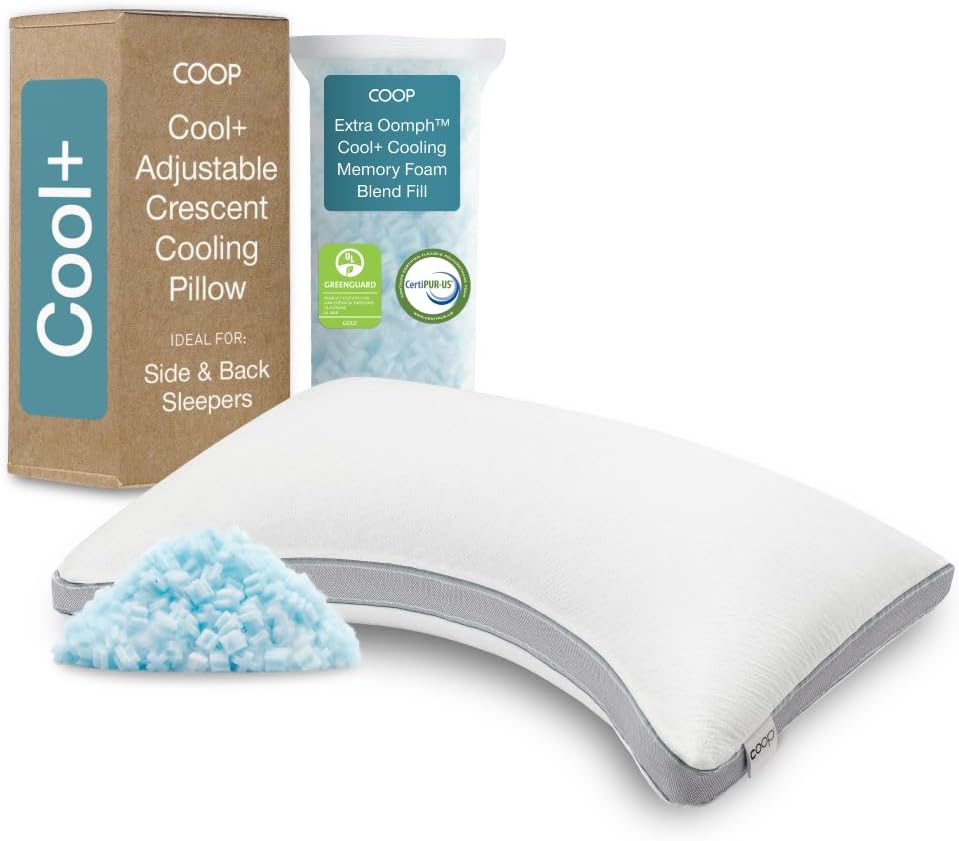 Cool+ Crescent Adjustable Pillow for Ultimate Sleep Comfort