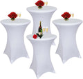 Spandex Stretch Cocktail Table Covers - Set of 4, White