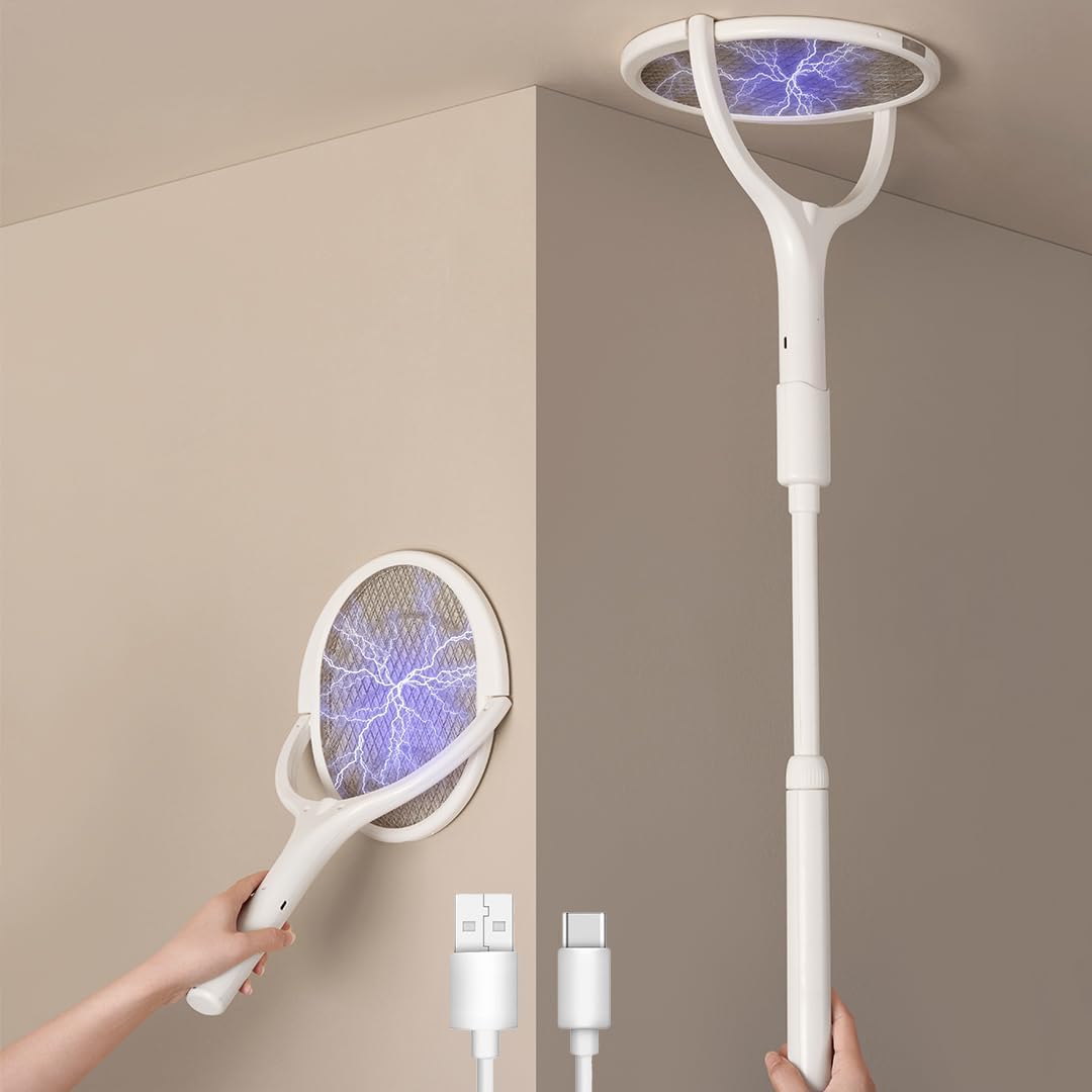 GeckoMan Rotating Head Electric Fly Swatter for Indoor Bug Zapping