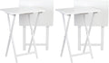 PJ Wood Folding TV Snack Tray Table Set (4-Piece) - Solid Wood