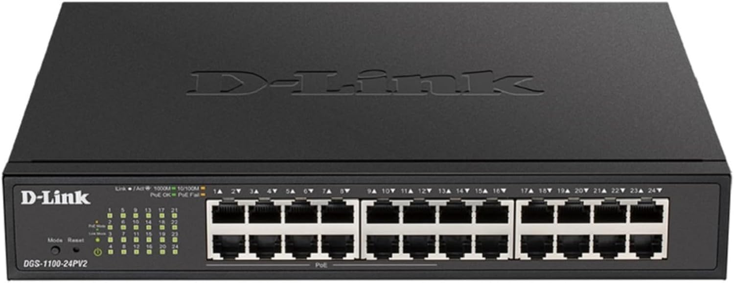 D-Link 24-Port Gigabit Smart Managed PoE+ Switch for Networking